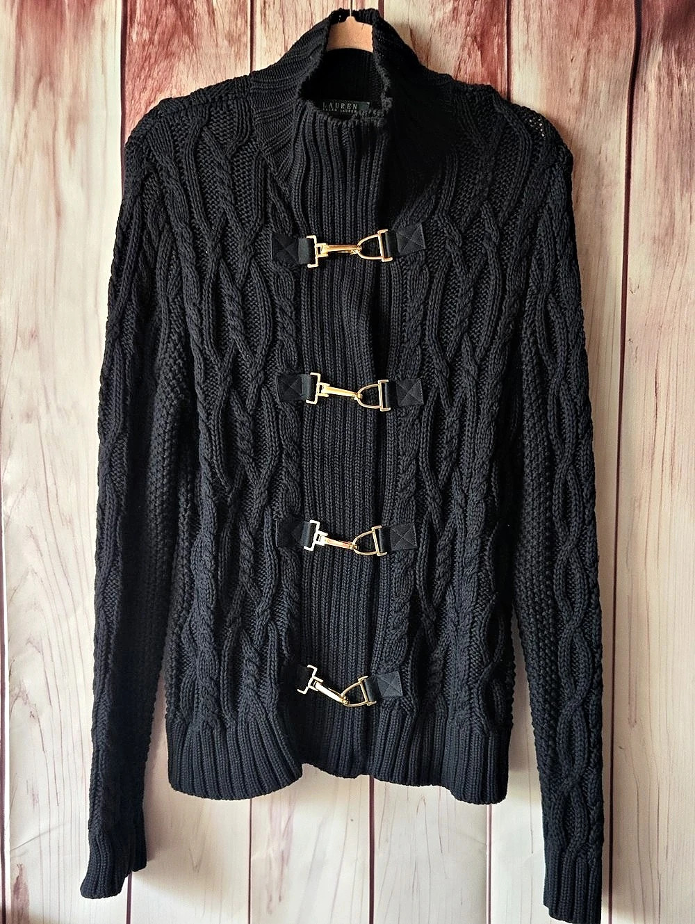 Lauren Ralph Lauren Cable Knit Sweater in Black XL Like New